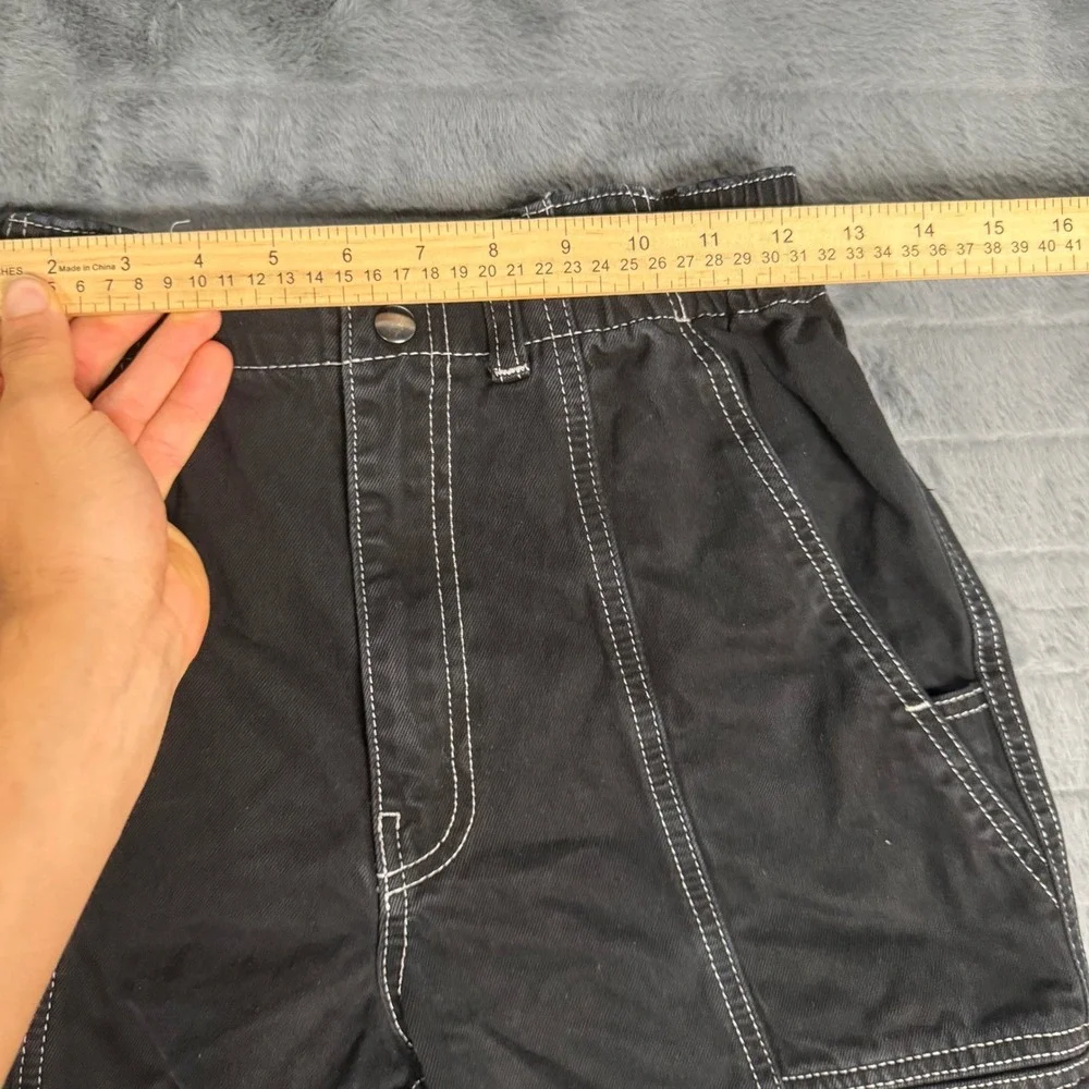 BDG Urban Outfitter Relaxed Mens Skate Jean Black White Contrast Stitch Cargo 27